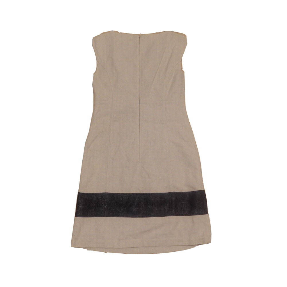 Max Co Women's Size 6 Dress Cotton Sheath Knit Cream Black Stripe Sleeveless - Picture 2 of 9